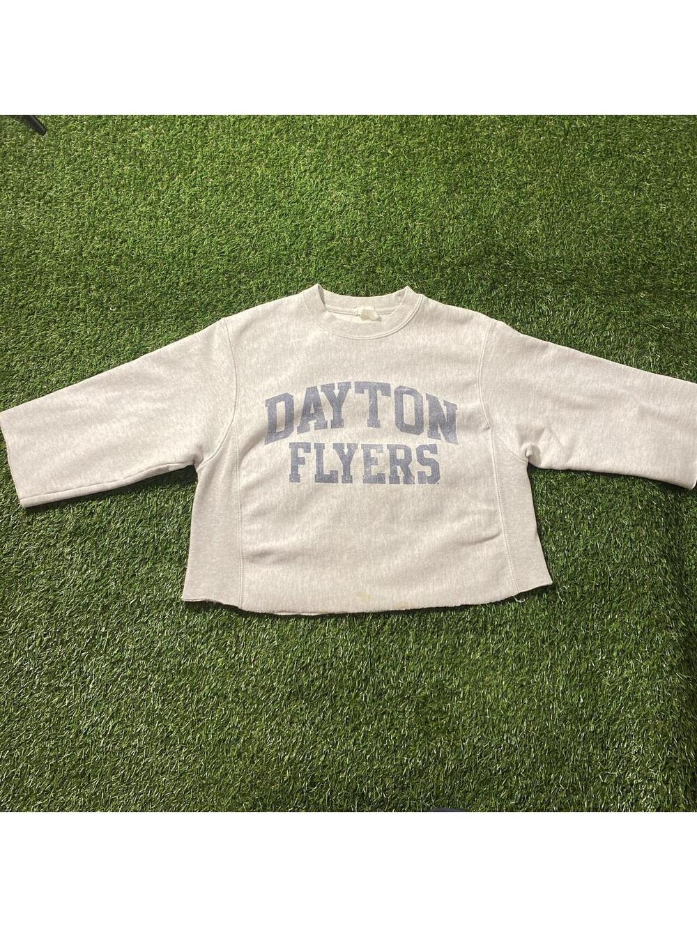 Vintage Y2K Champions Reverse Weave Crop Top Grey Dayton Flyers sweatshirt